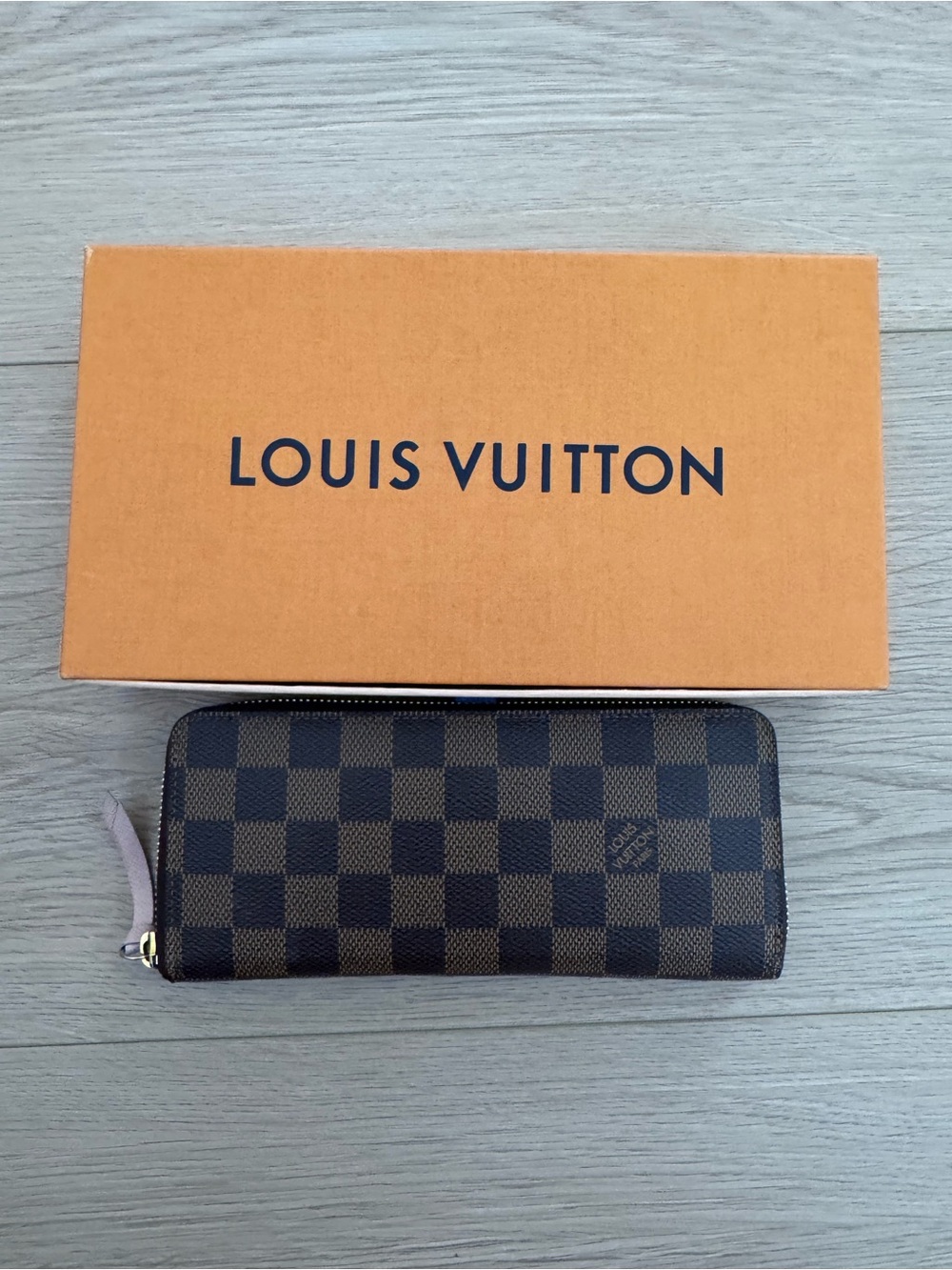 Authentic Louis Vuttion Checkered Wallet with Pink Accents.